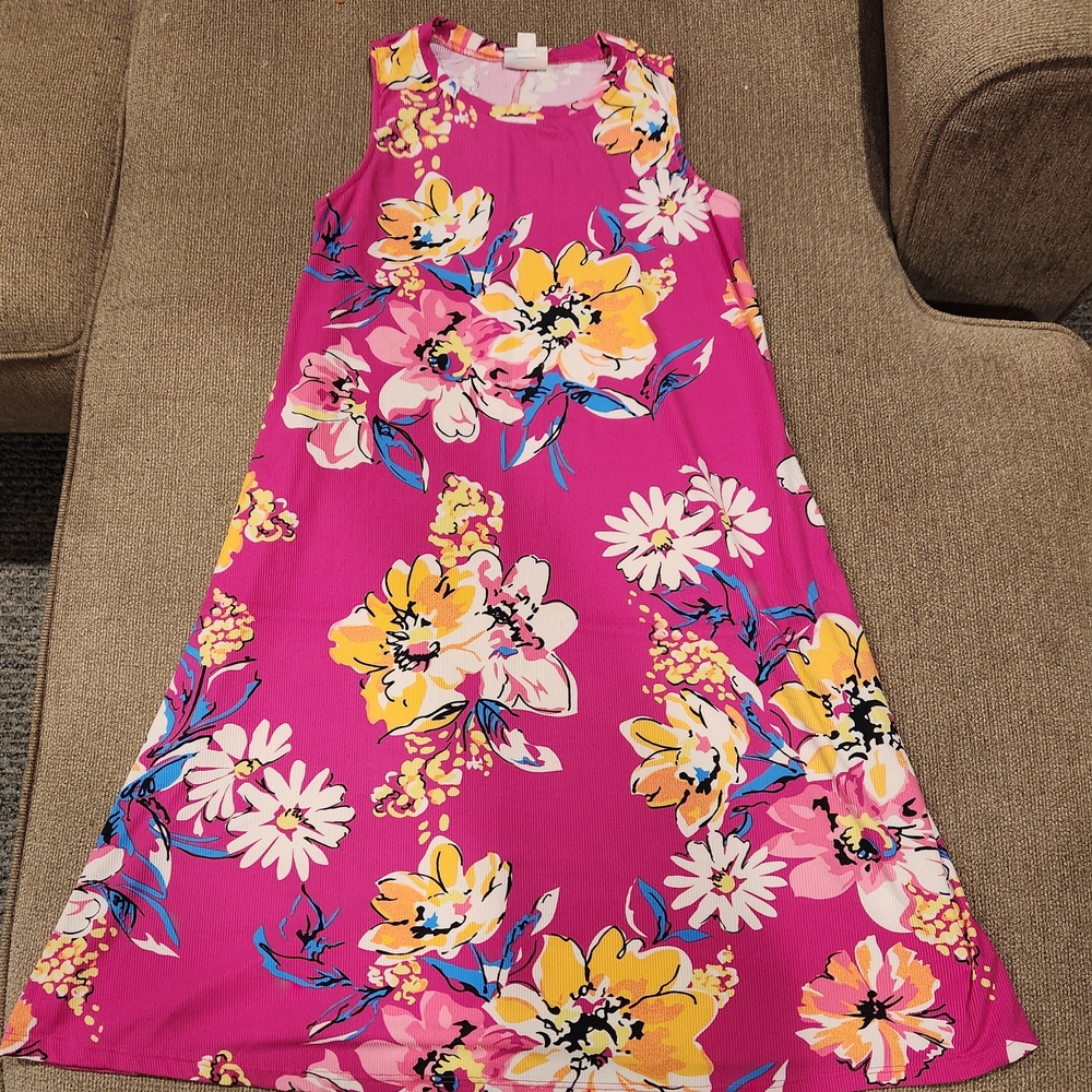 LuLaRoe Magenta Floral Sleeveless Dress